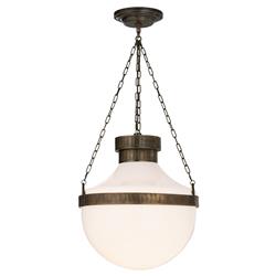 Visual Comfort Modern Schoolhouse Antique Brass White Glass Lantern Pendant