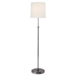 Visual Comfort Bryant Modern Antique Silver Metal Linen Shade Floor Lamp