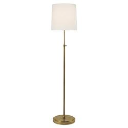 Visual Comfort Bryant Modern Antique Brass Linen Shade Floor Lamp