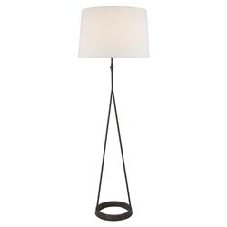 Visual Comfort Dauphine Modern Classic Aged Iron White Linen Shade Floor Lamp