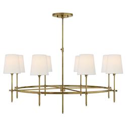Visual Comfort Bryant Modern Antique Brass Linen Shade Ring Chandelier