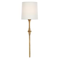 Visual Comfort Dauphine Modern Classic Gilded Iron White Linen Shade Sconce