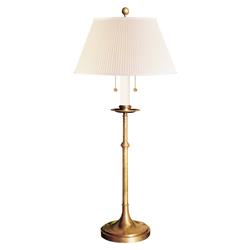 Visual Comfort Dorchester Antique Brass Silk Pleated Shade Table Lamp