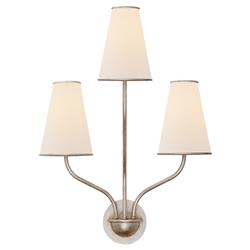 Visual Comfort Montreuil Regency Burnished Silver Leaf Linen Armed Sconce