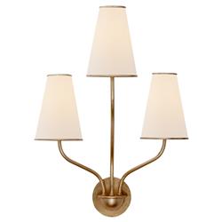 Visual Comfort Montreuil Hollywood Regency Gild Metal Linen Armed Sconce