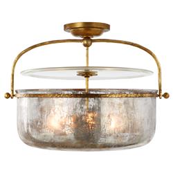 Visual Comfort Lorford French Gilded Iron Mercury Glass Semi Flush Mount - Medium