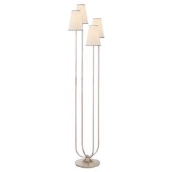 Visual Comfort Montreuil Regency Burnished Silver Leaf Linen Shade Floor Lamp