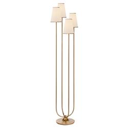 Visual Comfort Montreuil Hollywood Regency Gild Metal Linen Shade Floor Lamp