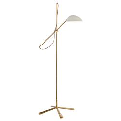 Visual Comfort Graphic Mid Century Modern Antique Brass White Shade Floor Lamp