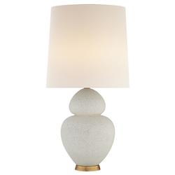 Visual Comfort Michelana Modern Chalk White Ceramic Linen Bedside Table Lamp
