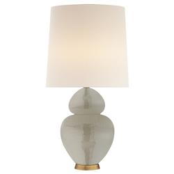 Visual Comfort Michelana Modern Shellish Grey Ceramic Linen Bedside Table Lamp