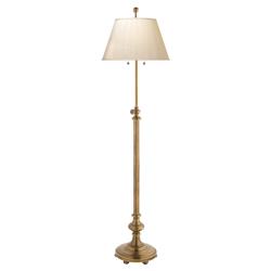 Visual Comfort Overseas Regency Antique Brass Silk Pleated Adjustable Floor Lamp