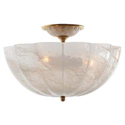 Visual Comfort Rosehill Antique Brass Metal White Glass Flush Mount - Small