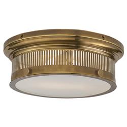 Visual Comfort Alderly Antique Brass White Glass Flush Mount - Small