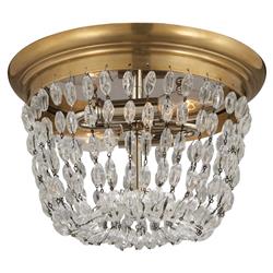 Visual Comfort Paris Flea Market Antique Brass Seeded Glass Flush Mount - Small