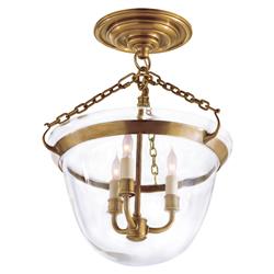 Visual Comfort Country Bell Jar French Antique Burnished Brass Semi Flush Mount