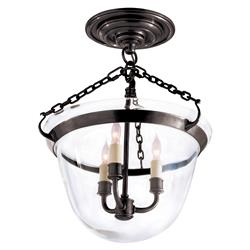 Visual Comfort Country Bell Jar French Bronze Metal Semi Flush Mount