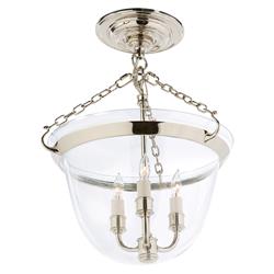 Visual Comfort Country Bell Jar French Polished Nickel Semi Flush Mount