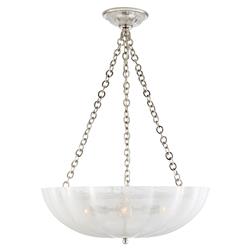 Visual Comfort Rosehill Mid Century Polished Nickel Metal White Glass Chandelier