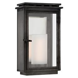 Visual Comfort Cheshire Modern Aged Iron Outdoor Glass Wall Lantern - Small