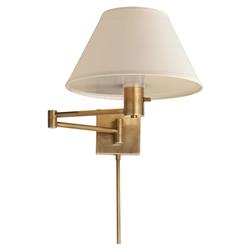 Visual Comfort Classic Modern Antique Brass Linen Shade Swing Arm Sconce