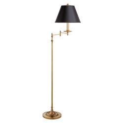 Visual Comfort Dorchester Regency Black Shade Brass Swing Arm Floor Lamp