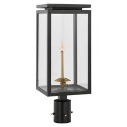 Visual Comfort Fresno Modern Matte Black Metal Glass Outdoor Gas Post Light