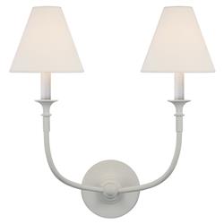 Visual Comfort Piaf Modern Classic Plaster White Metal Linen Shade Wall Sconce