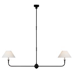 Visual Comfort Piaf Modern Classic Aged Iron Metal Large 2 Light Linear Pendant
