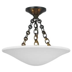 Visual Comfort Mollino Mid Century Bronze Plaster White Semi Flush Mount