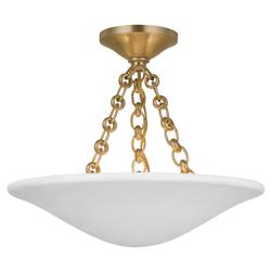 Visual Comfort Mollino Mid Century Antique Brass Plaster White Semi Flush Mount