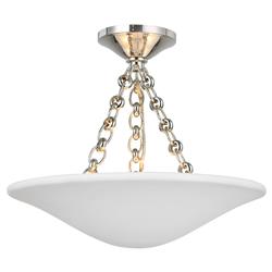 Visual Comfort Mollino Mid Century Nickel Plaster White Semi Flush Mount
