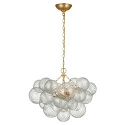 Visual Comfort Talia Modern Classic Gild Metal Swirled Glass Chandelier - Small