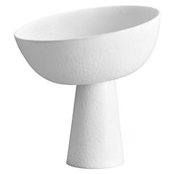 L'Objet Terra Modern Classic Stone White Porcelain Footed Serving Bowl - Small
