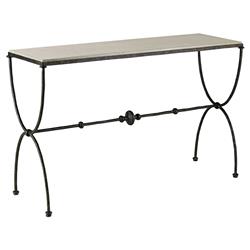 Arlene French Country Light Grey Concrete Top Bronze Iron Console Table