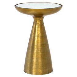 Lupe Industrial Loft Ash Glass Top Gold Aluminum Pedestal Round Side End Table