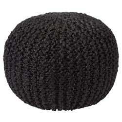 Azene Coastal Beach Black Woven Jute Round Pouf
