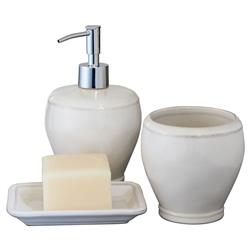 Fontana Modern Classic White Glazed Stoneware Bath Set