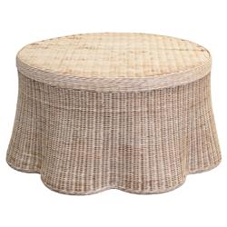 Terese Coastal Beach Natural Handwoven Rattan Round Coffee Table