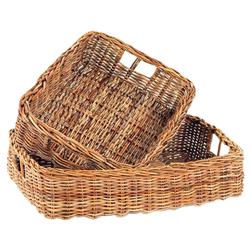 Camilla Coastal Beach Natural Woven Rattan Decorative Basket - Set of 2