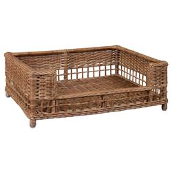 Veronica Coastal Beach Chestnut Handwoven Rattan Dog Bed