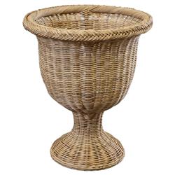 Riona Coastal Beach Natural Woven Rattan Round Base Urn Pot Planter