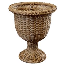 Cailee Coastal Beach Natural Handwoven Faux Rattan Urn Outdoor Planter