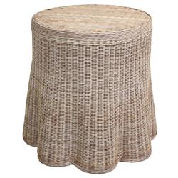 Terese Coastal Beach Natural Handwoven Rattan Round Side Table