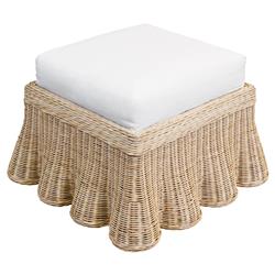 Terese Coastal Beach Natural Handwoven Rattan Square Ottoman