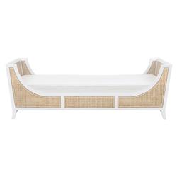 Alyssa Coastal White Cushion Wood Bleached Cane Accent Daybed