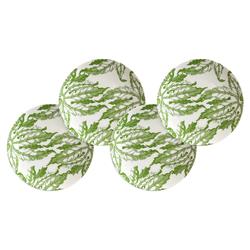 Freya French White Porcelain Green Floral Canape Plate - Set of 4