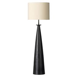 Iris Mid Century Black Aluminum Light Beige Cotton Shade Column Floor Lamp