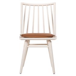 Lara Rustic Lodge Brown Leather Off White Oak Windsor Dining Side Chair