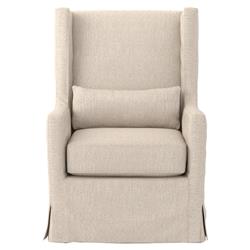 Silas Modern Classic Beige Herringbone Upholstered Slipcovered Swivel Arm Chair